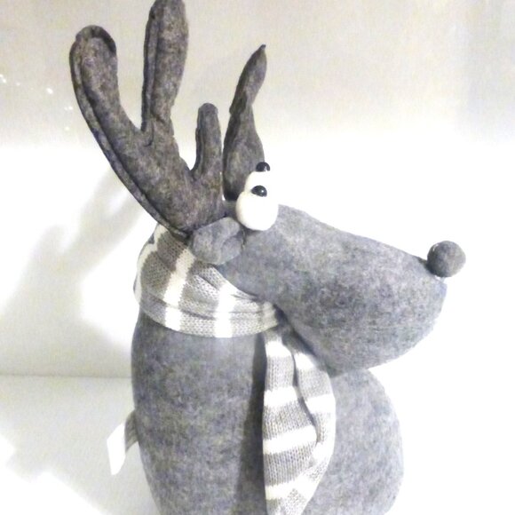 14" Plush RAINDEER BENDABLE ANTLERS Felt Rain Deer Christmas Decoration Ornament - Picture 5 of 8